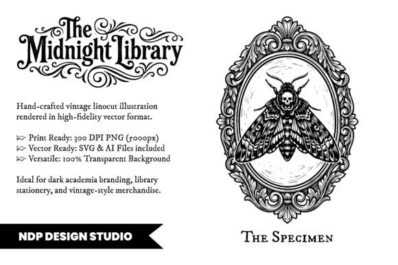 Download Vintage Linocut Moth Dark Academia SVG - Dark academia Collection
