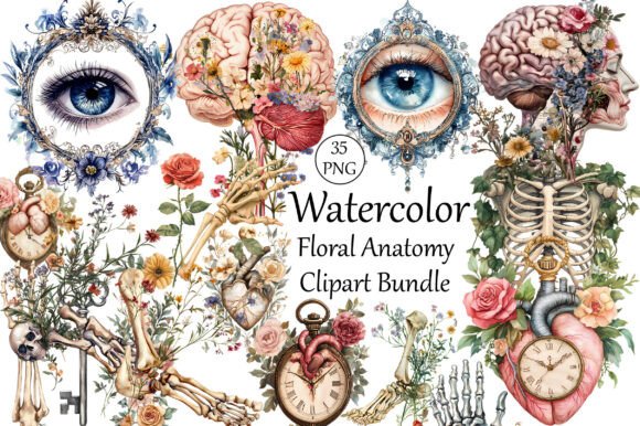 Download Watercolor Floral Anatomy Clipart Bundle - Premium Resources
