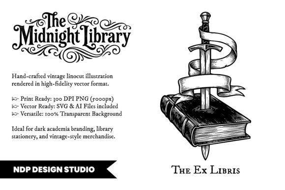 Download Vintage Linocut Book Dark Academia SVG - Dark academia Collection