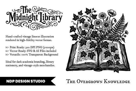 Download Vintage Linocut Book Dark Academia SVG - Dark academia Collection