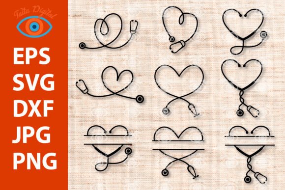 Download Heart Stethoscope Monogram Frame Design - Frame design Collection