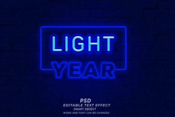 Download Light Year Neon Text Effect PSD - Neon text effect Collection
