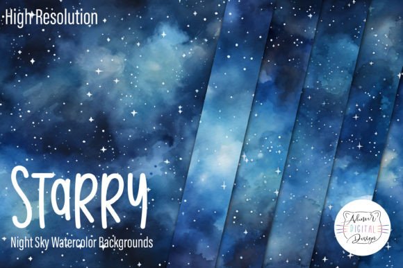 Download Starry Night Sky Watercolor Backgrounds - Backgrounds Collection