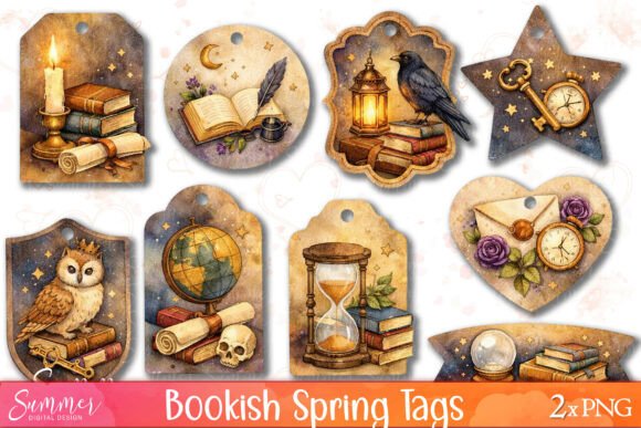 Download Dark Academia Bookish Spring Tag Sheets - Premium Resources