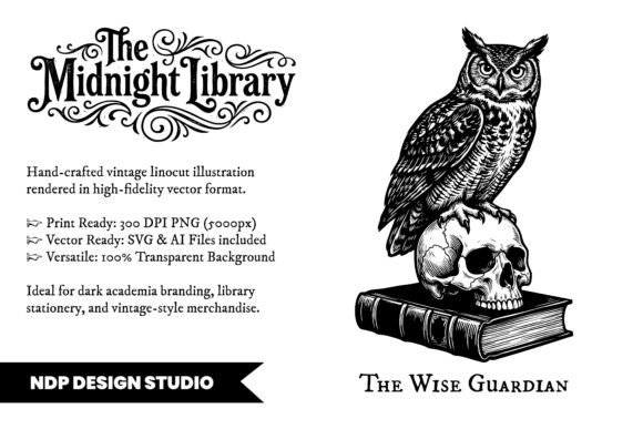 Download Vintage Linocut Owl Dark Academia SVG - Dark academia Collection